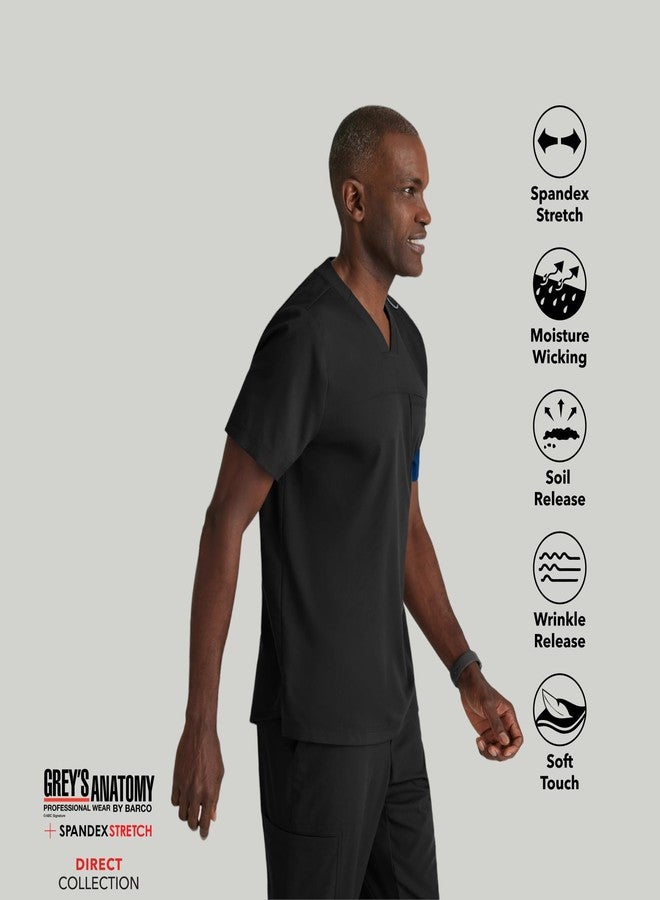 باركو قميص باركو غريز أناتومي سباندكس مطاطي سريع التنظيف للرجال - أسود، قميص بياقة على شكل حرف V بأربعة جيوب مصنوع من قماش سباندكس مطاطي مقاوم للتجاعيد والأوساخ - مقاس متوسط، قصة عادية - Image 3